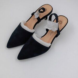 Bella Vita Sarah Slingback Strap Black Suede Pumps, Women's Size 5